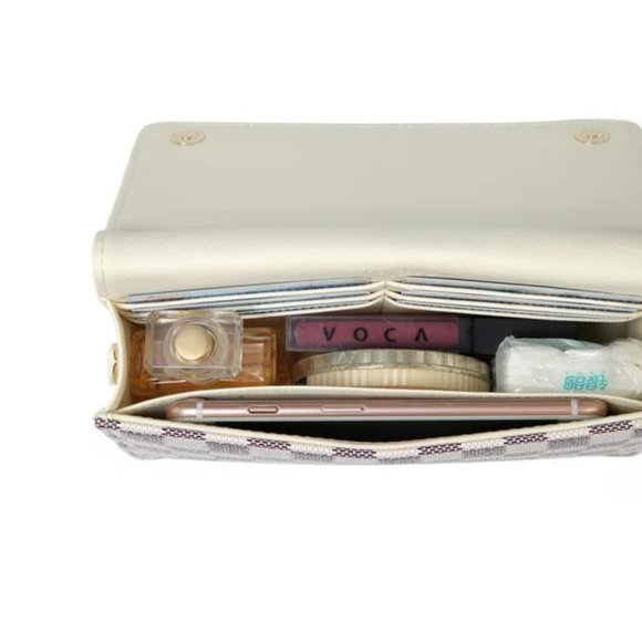 Check Cross Body Bag Cream Purse - Picture 5 of 15